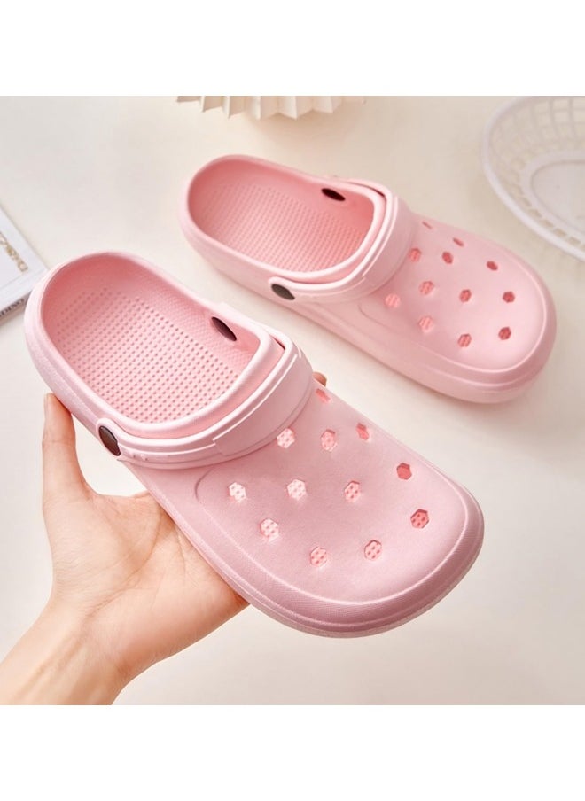 GGEROU Classic Men and Women Sandals Thick Sole Anti Slip Hole Shoes Beach Shoes EVA Casual Clogs Pink  - Image 2