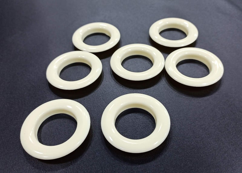 FAPBADRI Curtain Eyelet Rings with Flexi Lock, Suitable for Any 1 inch Curtain Rod - Ivory Colour - 20 Pieces - Image 1