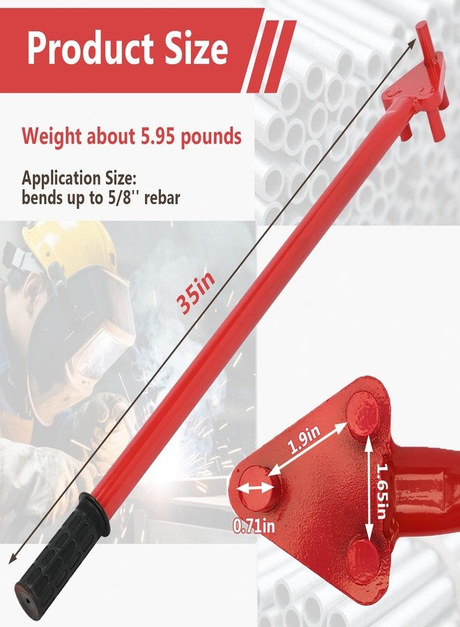 tonchean Manual Rebar Bender for 5/8" Bars Hand Operated Metal Bending Tool with Reverse Head for Flat Steel and Steel Rods - Image 2