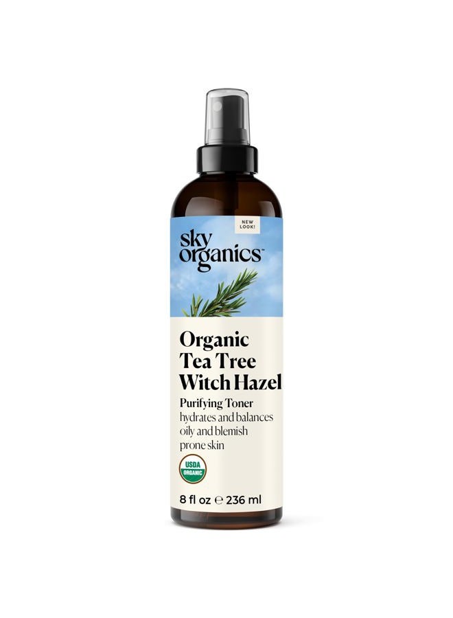 CRC Organic Tea Tree & Witch Hazel for Face, Purifying Facial Toner to Hydrate, Soothe, Cleanse and Balance Blemish-Prone Skin, Helps Minimize The Appearance of Pores, 8 fl oz - Image 1
