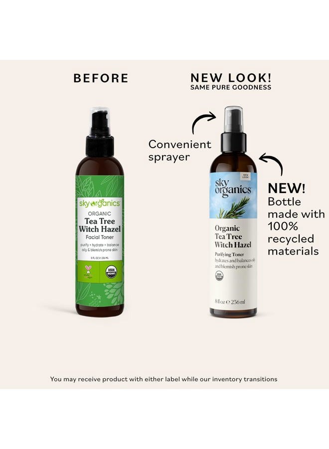 CRC Organic Tea Tree & Witch Hazel for Face, Purifying Facial Toner to Hydrate, Soothe, Cleanse and Balance Blemish-Prone Skin, Helps Minimize The Appearance of Pores, 8 fl oz - Image 2