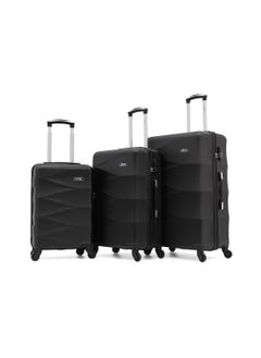CAPITAL طقم حقائب أمتعة بعجلات من الجانب الصلب، 3 قطع، أسود (S-20&quot;،M-24&quot;،L-28&quot;)  - Image 1