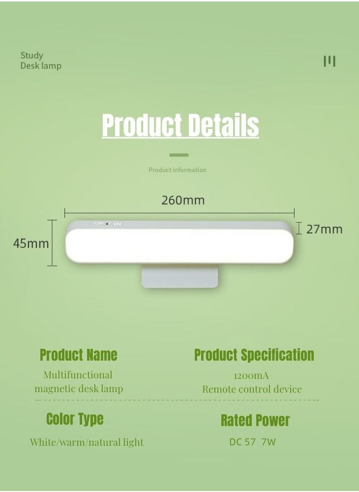 WAOKN - New White Adjustable Light Angle Magnetic Led Night Light Available USB Rechargeable Soft and No Blue Light With 1200Mah Large Capacity Table Lamp With Remote Control - Image 1