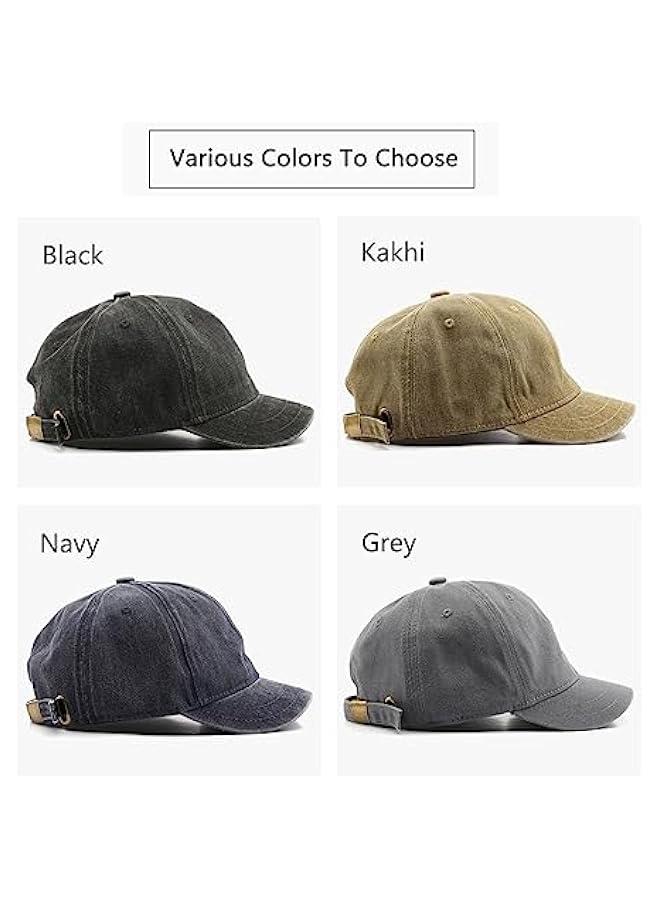 Short Brim Vintage Baseball Cap Adjustable Unstructured Washed Distressed Cotton Blank Dad Hat for Men & Women - Image 2
