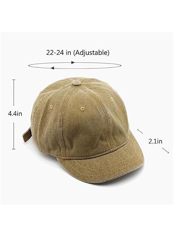 Short Brim Vintage Baseball Cap Adjustable Unstructured Washed Distressed Cotton Blank Dad Hat for Men & Women - Image 3
