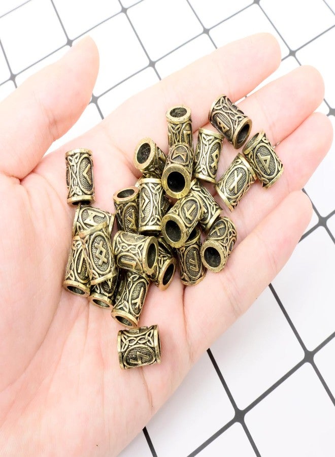 Honbay 24PCS Alloy Hair Tube Beads Viking Rune Beard Beads Tibetan Style Dreadlock Beads for Bracelets Necklace Pendant or Hair Decoration (24 Style) - Image 3