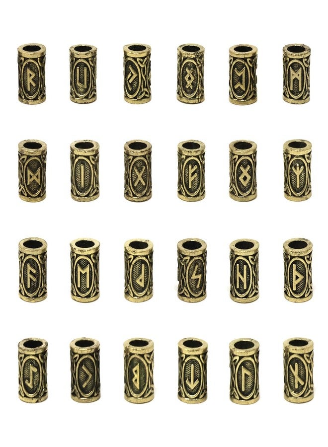 Honbay 24PCS Alloy Hair Tube Beads Viking Rune Beard Beads Tibetan Style Dreadlock Beads for Bracelets Necklace Pendant or Hair Decoration (24 Style) - Image 1