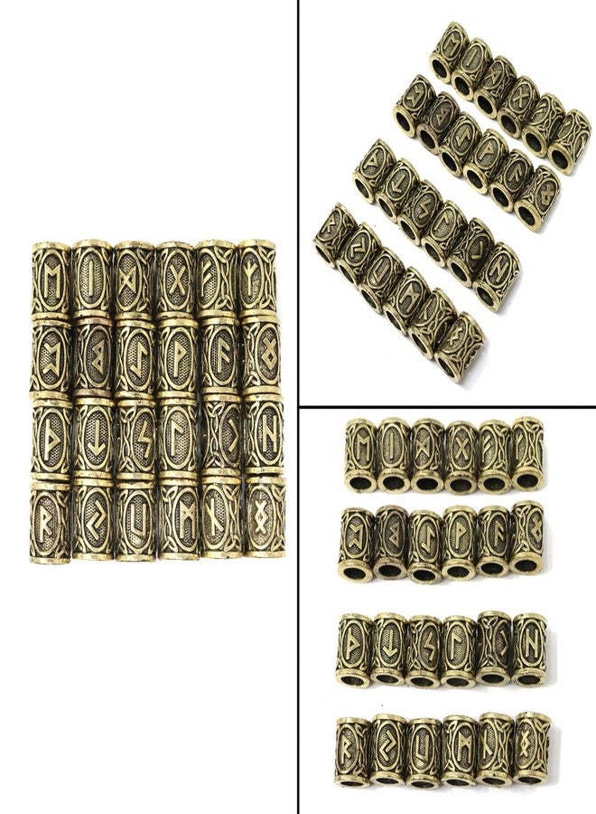 Honbay 24PCS Alloy Hair Tube Beads Viking Rune Beard Beads Tibetan Style Dreadlock Beads for Bracelets Necklace Pendant or Hair Decoration (24 Style) - Image 4