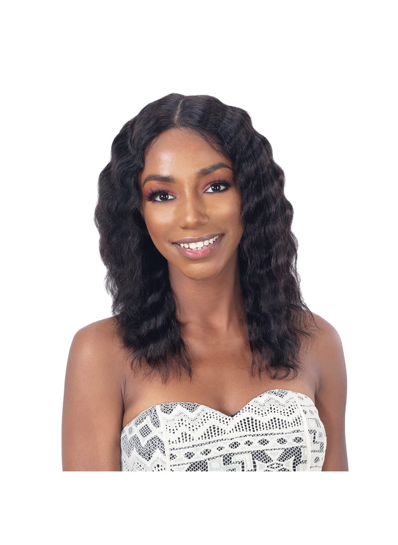 Shake-N-Go - ShakeNGo Girlfriend 100 Virgin Human Hair HD Lace Front Wig  DEEP WAVER 16 NATURALDK - Image 1