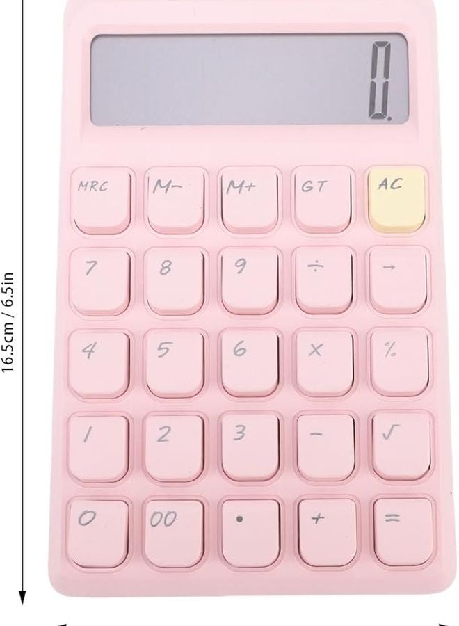 Solar Power Calculator 12 Digits Large LCD Display with Mechanical Buttons Pink for Office School - Image 2