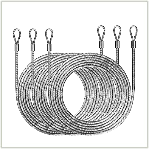 ColourTree ColourTree 36 Feet (12ft x 3) Wire Cable Ropes Hardware Kits for Triangle Sun Shade Sail Canopy, PVC Coated Stainless  - Image 2