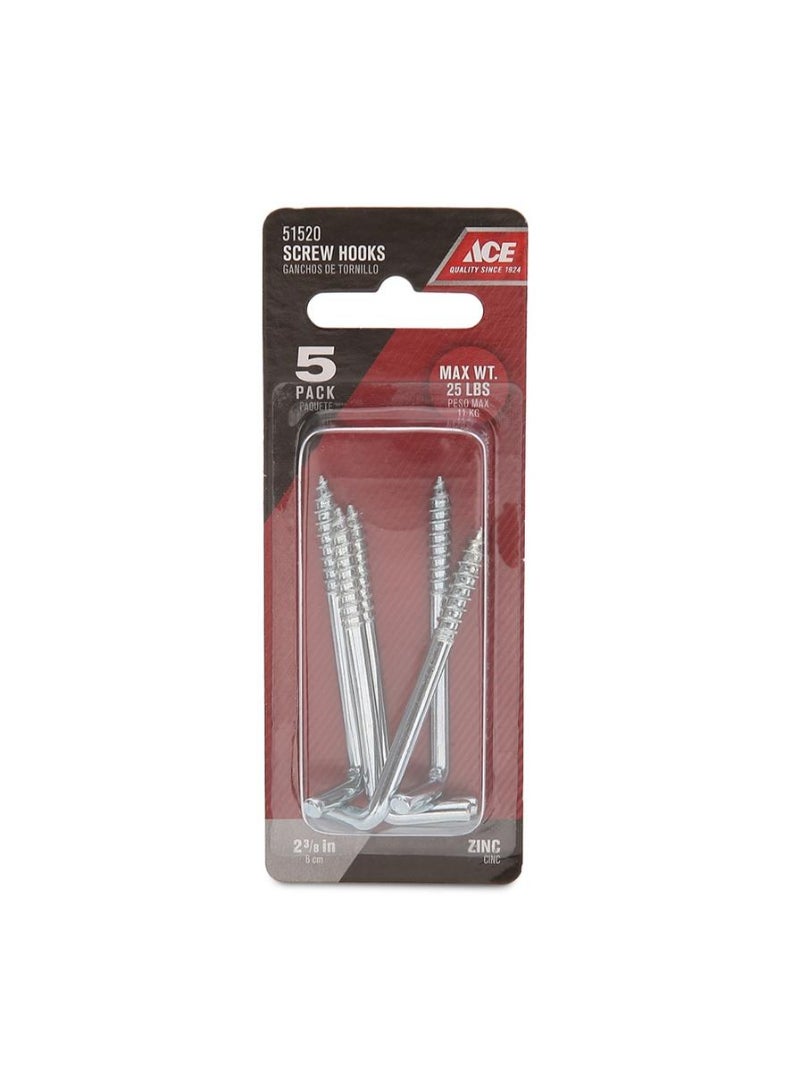 ACE ACE Square Screw Hook Pack Of 5 