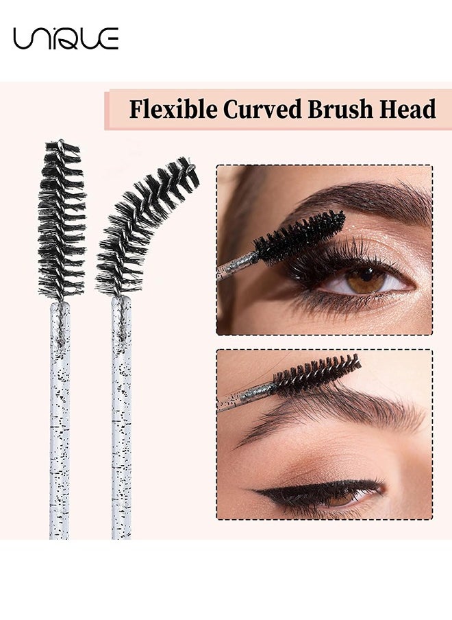 Unique - 100 PCS Disposable Eyelash Brush,Crystal Eyelash Brush, Mascara Stick Brush Set - Eyelash Makeup Accessories - for Eyelash Extensions and Eyebrow Brush with Container (Black) - Image 1
