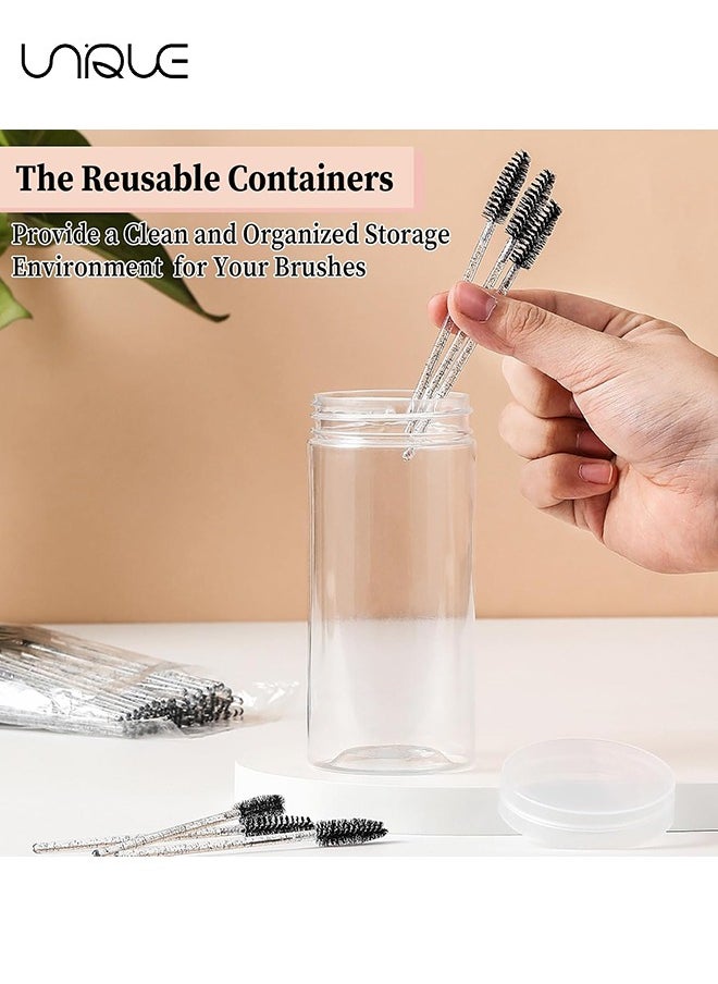 Unique - 100 PCS Disposable Eyelash Brush,Crystal Eyelash Brush, Mascara Stick Brush Set - Eyelash Makeup Accessories - for Eyelash Extensions and Eyebrow Brush with Container (Black) - Image 1