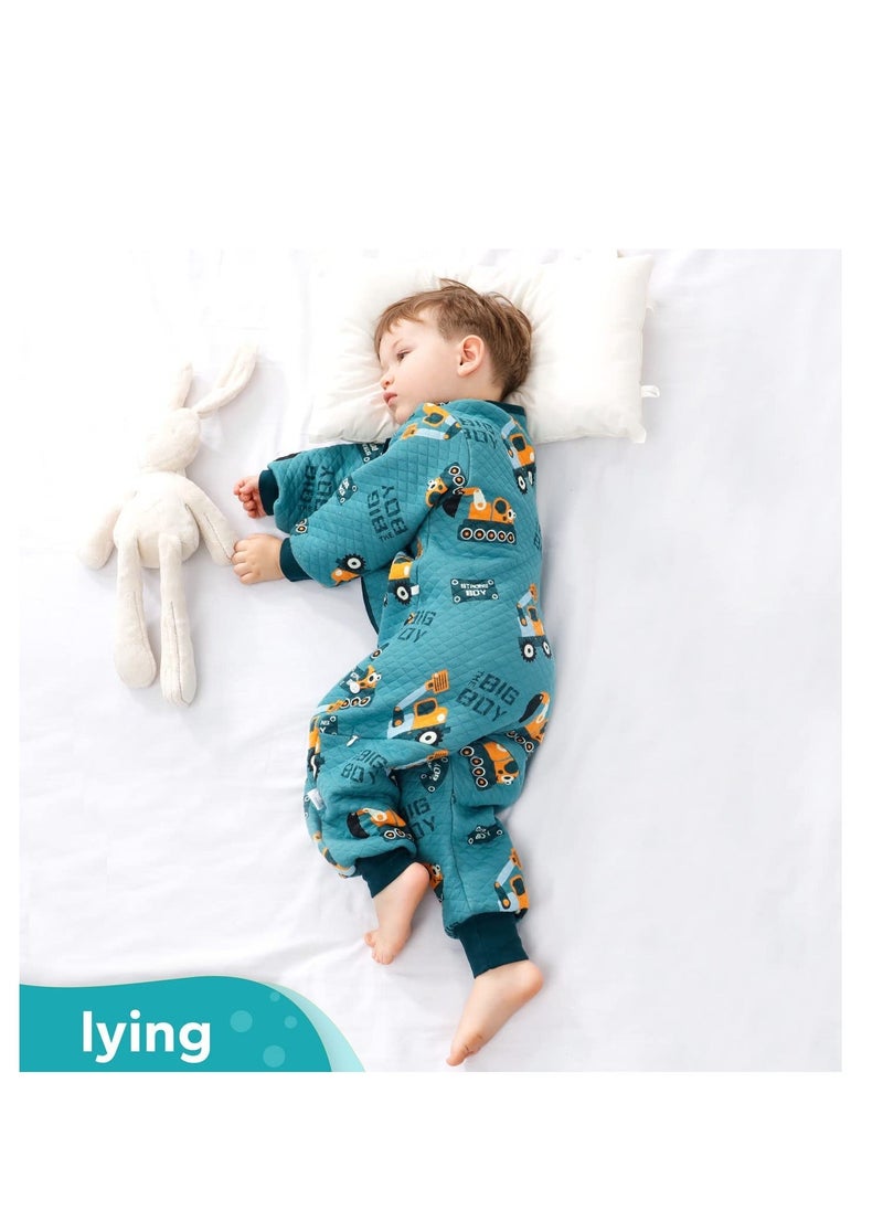 Y&D Baby Sleep Bag with Feet Hip Zipper 1.5 TOG Wearable Blanket Long Sleeve 100% Cotton Sack for All Seasons 2-4T Infant Toddler Pajamas Girl Boy Excavator S  - Image 5
