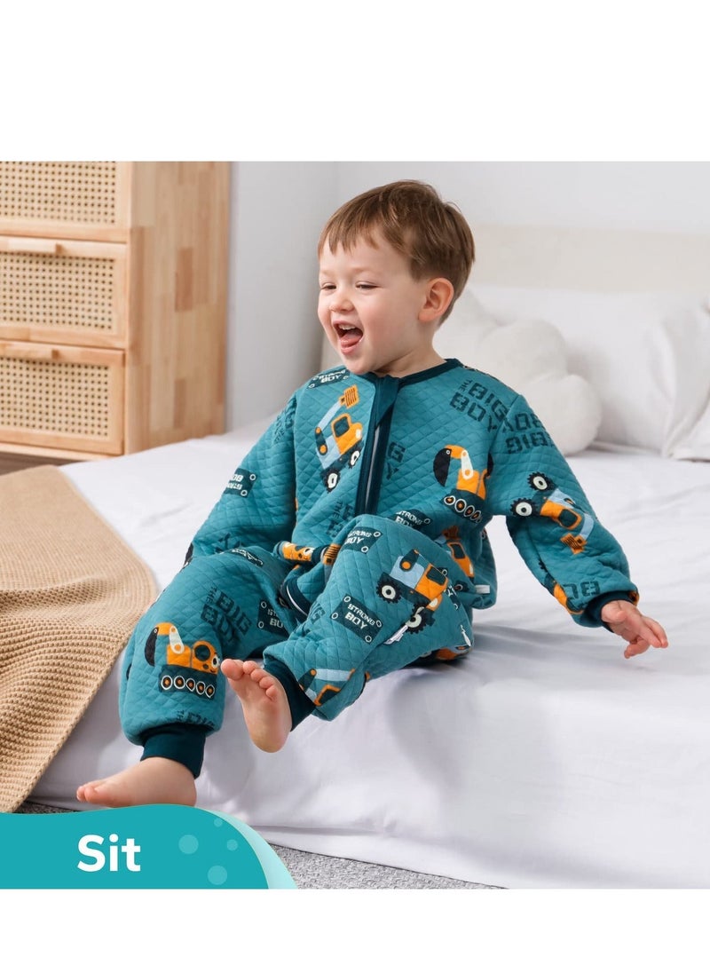 Y&D Baby Sleep Bag with Feet Hip Zipper 1.5 TOG Wearable Blanket Long Sleeve 100% Cotton Sack for All Seasons 2-4T Infant Toddler Pajamas Girl Boy Excavator S  - Image 4