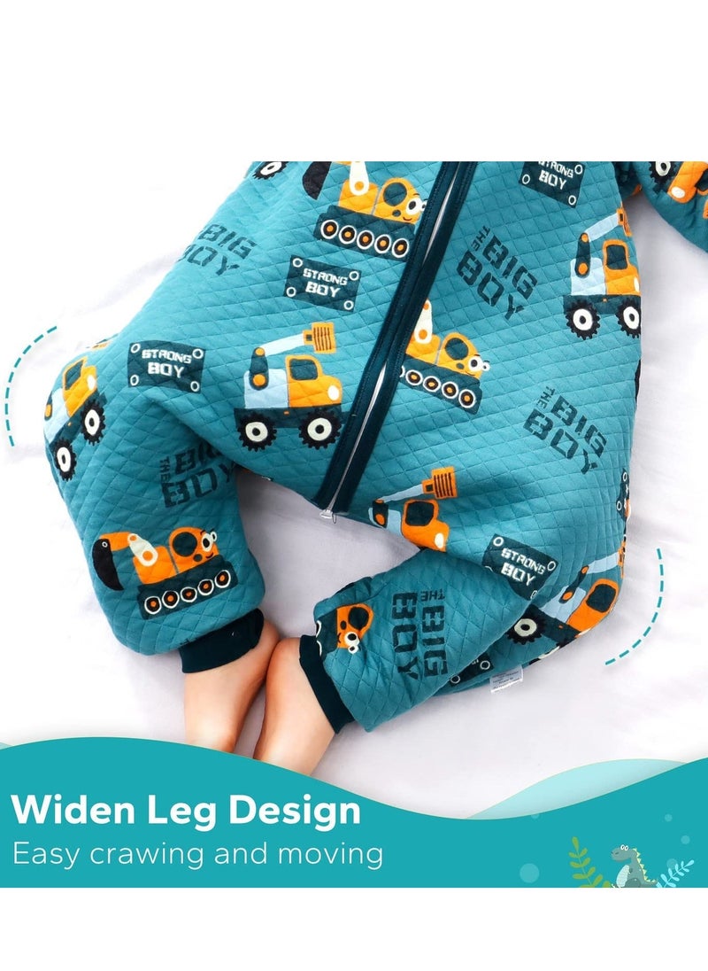 Y&D Baby Sleep Bag with Feet Hip Zipper 1.5 TOG Wearable Blanket Long Sleeve 100% Cotton Sack for All Seasons 2-4T Infant Toddler Pajamas Girl Boy Excavator S  - Image 3