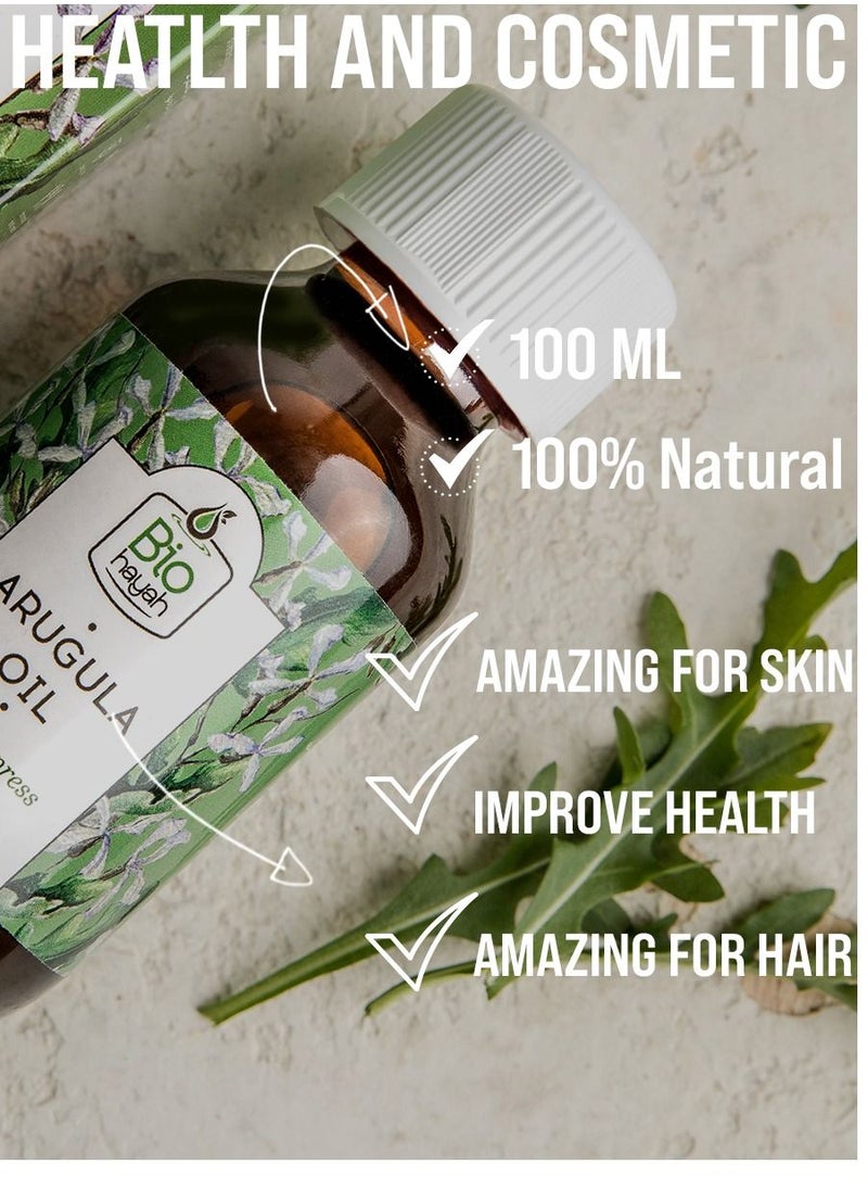 Biohayah - Biohayah Arugula Oil 100% Cold Pressed Pure Organic Natural Herbal Hair Growth Skin Eyebrows Eyelashes Body Nail Moisturizer Non Gmo 100ml - Image 1