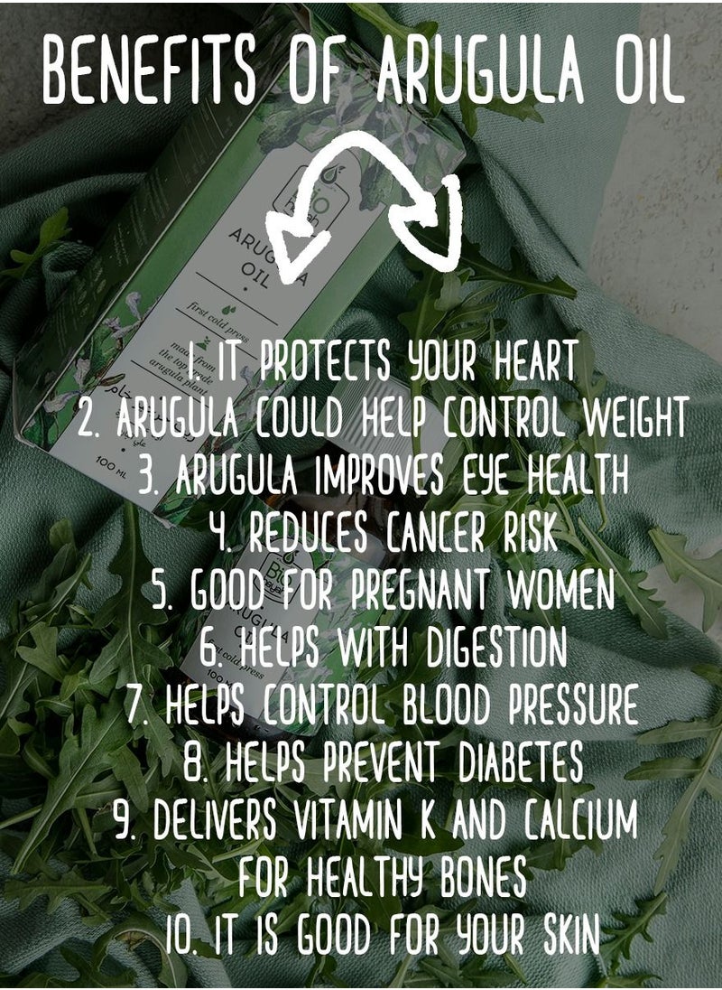 Biohayah - Biohayah Arugula Oil 100% Cold Pressed Pure Organic Natural Herbal Hair Growth Skin Eyebrows Eyelashes Body Nail Moisturizer Non Gmo 100ml - Image 1