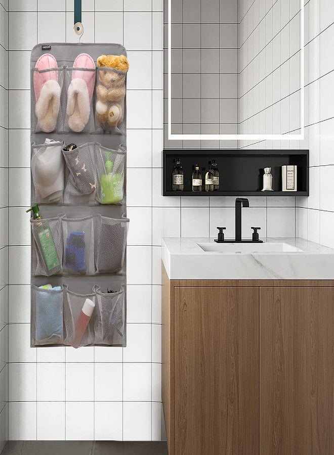 ANZORG Dual Sided Hanging Shoe Organizer for Closet with Rotating Hanger Hanging Shoe Rack Holder with 24 Large Pockets (Grey-Mesh Pockets) - Image 5