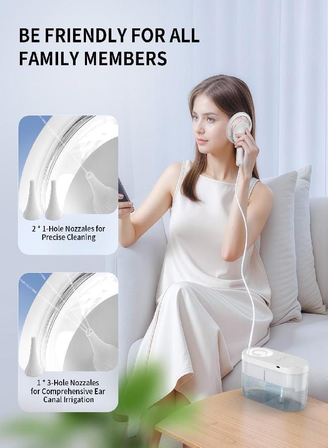 جهاز تنظيف الأذن KAUGIC يعمل بالطاقة المائية، مجموعة إزالة شمع الأذن الكهربائية، مؤهلة لـ FSA HSA، مجموعة ري الأذن مع نظام صرف و 4 أوضاع تنظيف، مجموعة غسل الأذن آمنة وفعالة للبالغين مع 3 نصائح للأذن - Image 5