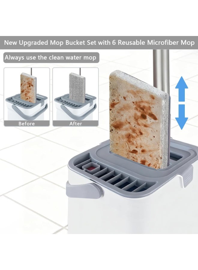 rayze Mop and Buckets Sets, ,360° Rotating Head Squeeze Flat Mop, Flat Mop Bucket with 2pc Reusable Pads & 126cm Long Handle, Microfibre Mops for Cleaning Laminate Tile Hardwood Floors - Image 3