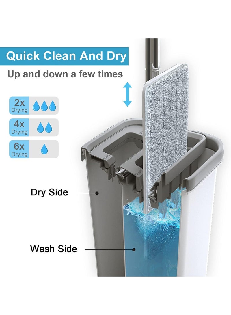 rayze Mop and Buckets Sets, ,360° Rotating Head Squeeze Flat Mop, Flat Mop Bucket with 2pc Reusable Pads & 126cm Long Handle, Microfibre Mops for Cleaning Laminate Tile Hardwood Floors - Image 2