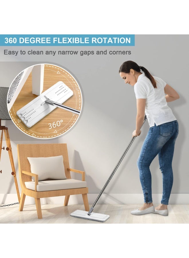 rayze Mop and Buckets Sets, ,360° Rotating Head Squeeze Flat Mop, Flat Mop Bucket with 2pc Reusable Pads & 126cm Long Handle, Microfibre Mops for Cleaning Laminate Tile Hardwood Floors - Image 4
