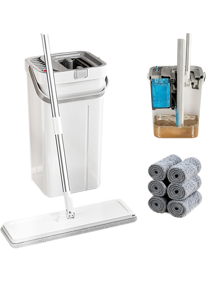 rayze Mop and Buckets Sets, ,360° Rotating Head Squeeze Flat Mop, Flat Mop Bucket with 2pc Reusable Pads & 126cm Long Handle, Microfibre Mops for Cleaning Laminate Tile Hardwood Floors - Image 1