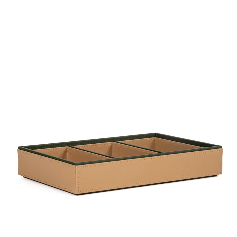 CASA BOTANICAL Handcrafted Desk Leather Organizer Tray with Lid Compartments 3 - Versatile and Stylish | Perfect for Office, Study, Table, Bedside, Cosmetic, and Decoration | Beige - Multi-Functional Storage - Image 5