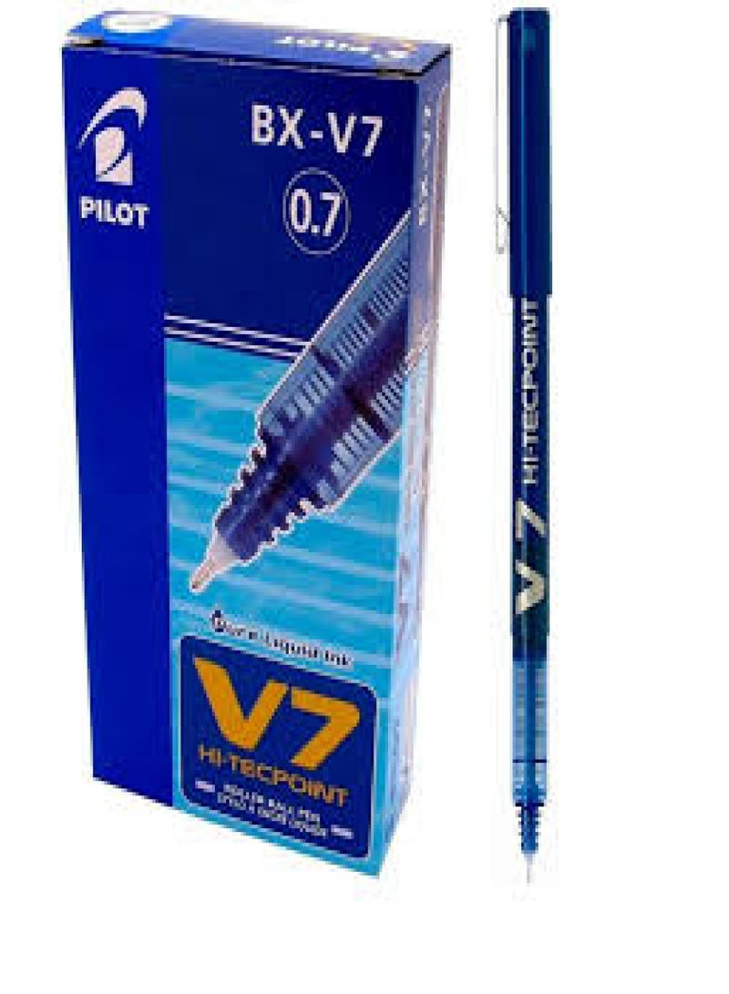 Pilot V7 Pen - Blue Body, Blue Ink, Pack of 12