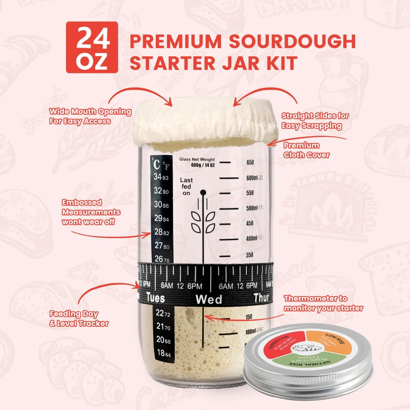 Joyyy Sourdough Starter Kit, Banneton Bread Proofing Basket, 8.5Inch Proofing Basket for Baking, Banneton Bread Baking Gift Set, Sourdough Bread Baking Supplies (Black) - Image 5