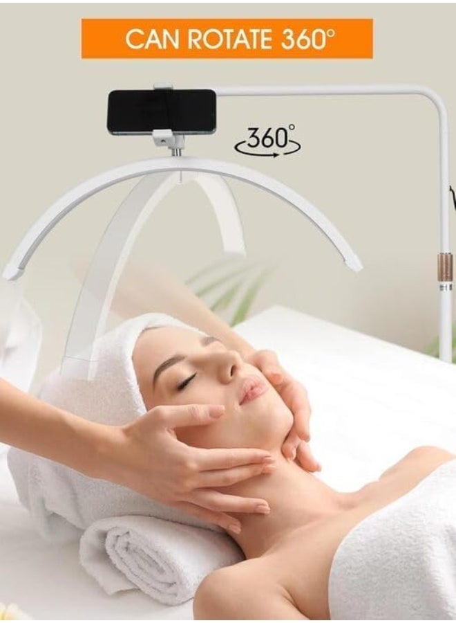 Half Moon LED Floor Lamp with Phone Holder and Adjustable Brightness HD-M8X - White - Image 2