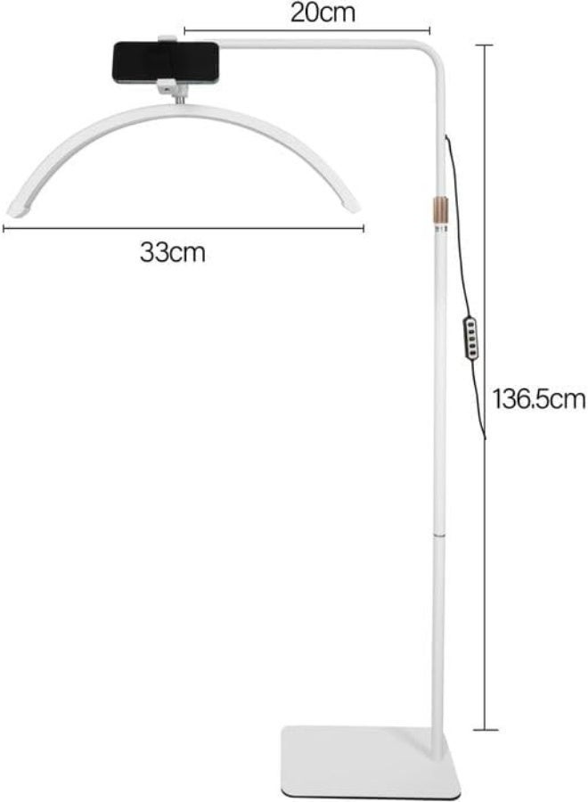Half Moon LED Floor Lamp with Phone Holder and Adjustable Brightness HD-M8X - White - Image 5
