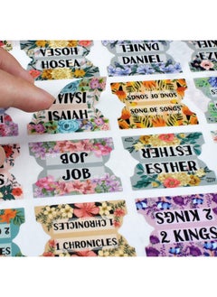 Cualfec Bible Index Tabs New & Old Testament Tabs Matte Laminated Floral Design - 122 Pcs (Floral)  - Image 3