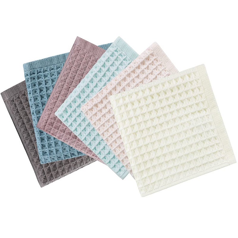 vfaejll 6 Pack Waffle Weave Dish Cloths, 13x13 Inch 100% Cotton Kitchen Towels for Washing Dishes - Super Absorbent, Quick Drying Dish Rags (Mixed Colors) - Image 2
