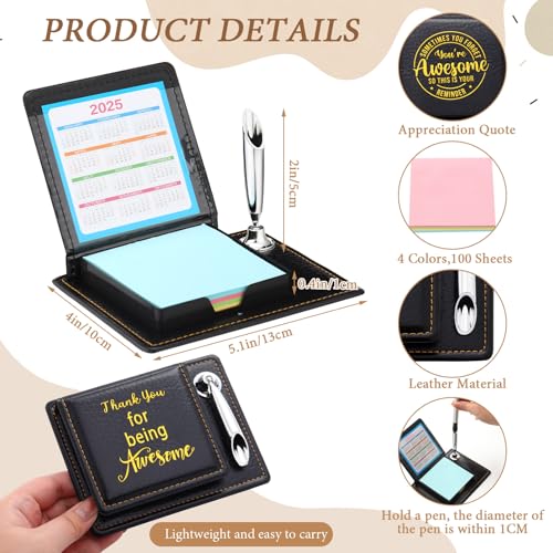 Sinload 12 Sets Employees Appreciation Sticky Note Holder Thank You Gifts for Coworkers Teacher Nurse Appreciation Gifts Included Sticky Notes Pen Holder with PU Leather Box - Image 2