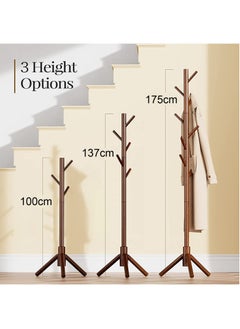 Freestanding Wooden Coat Rack, Multi-Functional Coat Tree with 8 Hooks, 3 Adjustable Sizes for Clothes, Hat, Handbags Stand Used in Bedroom Office Entryway Hallway - pzsku/Z41510B36D0F204BF82D5Z/45/_/1723710968/92c30a7e-3fff-4ab8-ac72-9011b3856f87