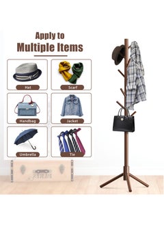 Freestanding Wooden Coat Rack, Multi-Functional Coat Tree with 8 Hooks, 3 Adjustable Sizes for Clothes, Hat, Handbags Stand Used in Bedroom Office Entryway Hallway - pzsku/Z41510B36D0F204BF82D5Z/45/_/1723710979/e5d8c017-9326-4d79-82a7-b35585436450