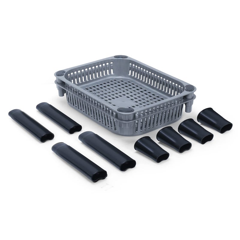 Morbrix Plastic Kitchen Stand Rack Basket for Office Use Fruits Onion Potato Vegetables and Sabaji Basket Vegetable Stand Rectangle Grey 2 Layer - Image 4