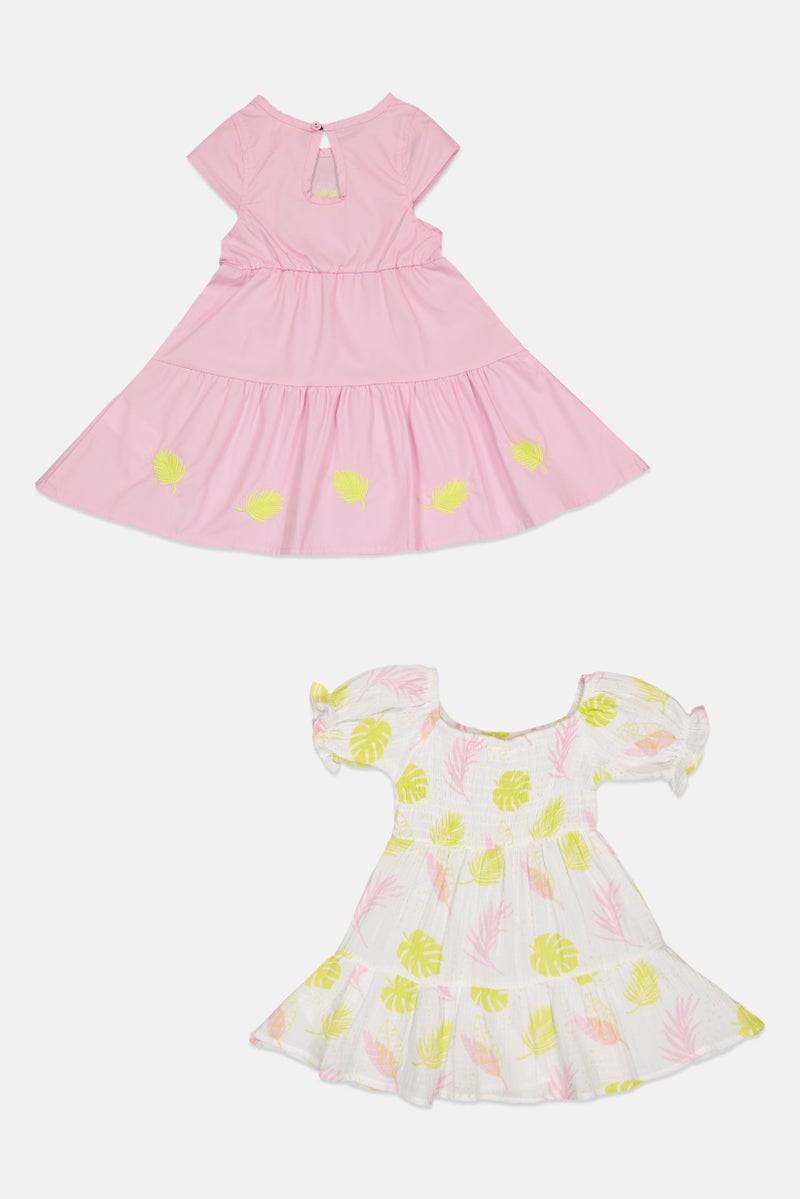 Willow & Whistle Toddlers Girl 2 Pcs Floral Print Dresses, Multicolor - Image 3