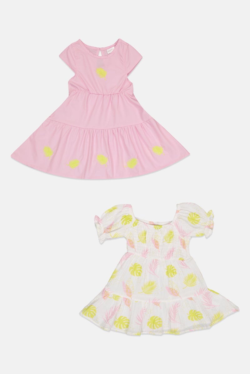 Willow & Whistle Toddlers Girl 2 Pcs Floral Print Dresses, Multicolor - Image 2