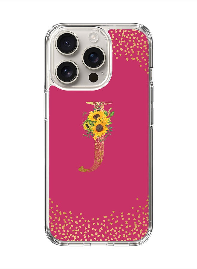 Stylizedd For iPhone 16 Pro Case [Compatible with MagSafe] Slim Magnetic cover Clear Phone Case - Custom Monogram Mandala Floral- J ( Pink Rose ) - Image 1