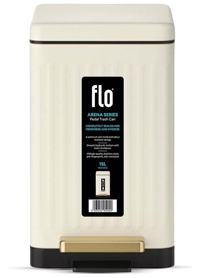 سلة مهملات - أرينا أبيض حليبي 15 لتر