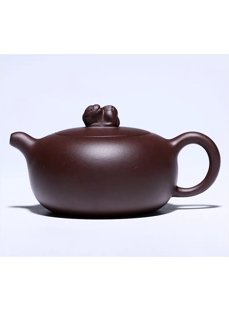 أرجواني الطين وعاء الشاي / اليدوية مقبض الخنازير المحظوظ / الخيزران Yixing اليدوية / 200 مل - Image 5