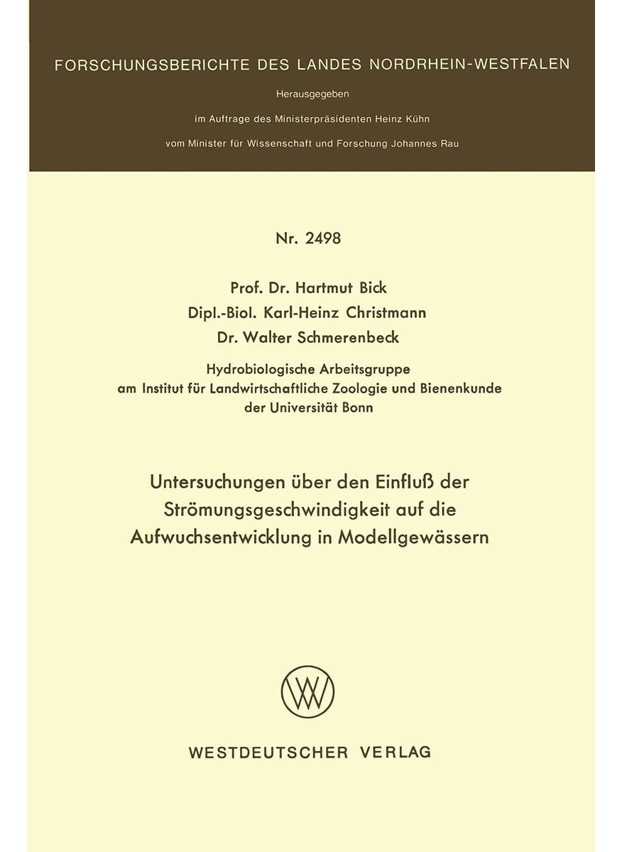 VS Verlag für Sozialwissenschaften Untersuchungen über den Einfluß der Strömungsgeschwindigkeit auf die Aufwuchsentwicklung in Modellgewässern 