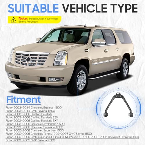 ILONPA Front Upper Control Arm w/Ball Joint K80826 for 2000-14 Chevrolet Suburban 1500/Tahoe/Avalanche 1500/Express 1500 2500, 2002-06 Cadillac Escalade,1999-2006 GMC Sierra 1500 - Image 2