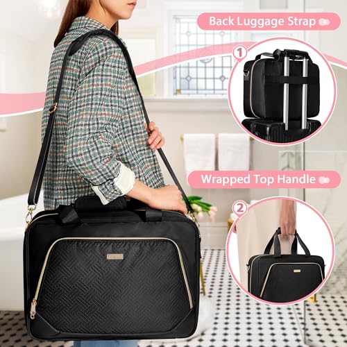 Prokva Extra Large Toiletry Bag for Women with 4 Individual Cases, Large Travel Makeup Organizer Bag with Hair Tool Pocket and Makeup Brushes Compartment, Black - Image 5