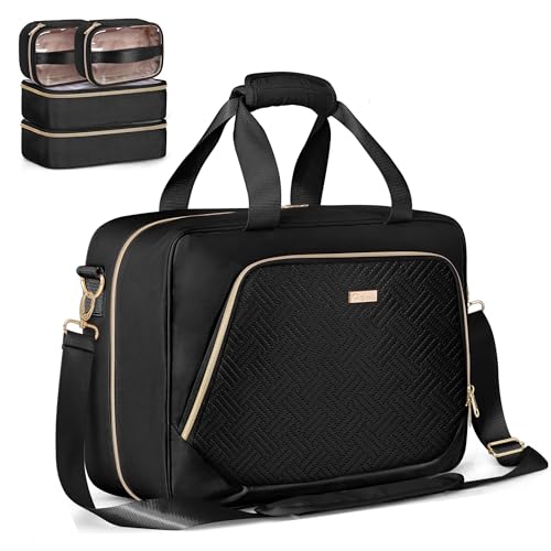 Prokva Extra Large Toiletry Bag for Women with 4 Individual Cases, Large Travel Makeup Organizer Bag with Hair Tool Pocket and Makeup Brushes Compartment, Black - Image 1