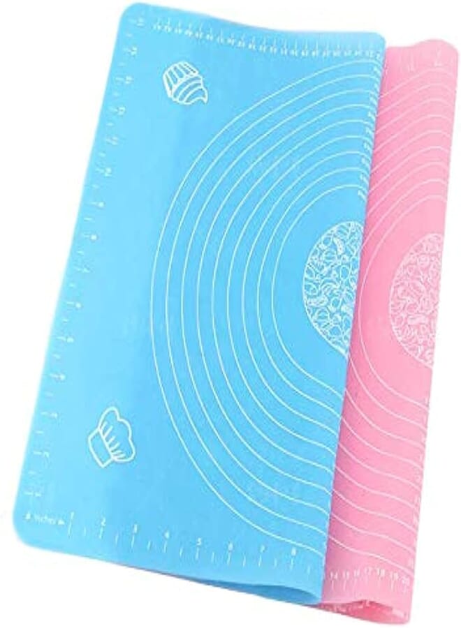 Super Kitchen 2 Pack Food Grade Silicone Pastry Mat Heat Resistant Non-Slip Countertop Protector for Pie Fondant